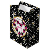 Sac Cadeau Moyen Ladybugs et fleurs Anniversaire (Devant Angle)