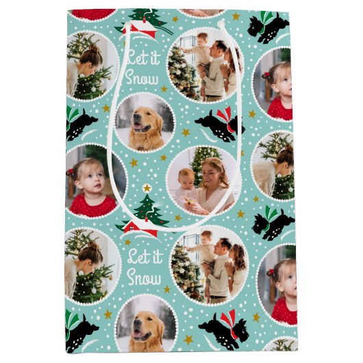 Sac Cadeau Moyen Laisser la neige Scottie Chien s'amuser Custom Pho (Devant)