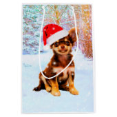 Sac Cadeau Moyen Laisser neiger Noël Chihuahua Chig (Devant)