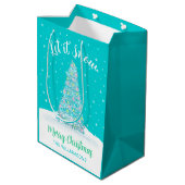 Sac Cadeau Moyen Laisser neiger Turquoise Aqua Noël (Dos Angle)