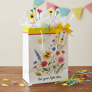 Sac Cadeau Moyen Laissez votre lumière briller fleurs et soleil