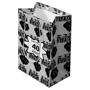 Sac Cadeau Moyen L'anniversaire noir de ballon personnalisent