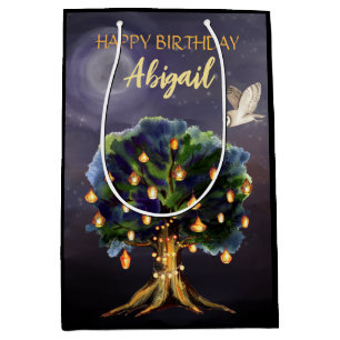 Sac Cadeau Moyen Lanternes d'arbre personnalisées, Lune, Anniversai