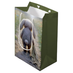 Sac Cadeau Moyen Lapin à oreille de disquette traînant une couvertu