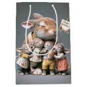 Sac Cadeau Moyen Lapin D'Anniversaire Avec Bébés (Devant)