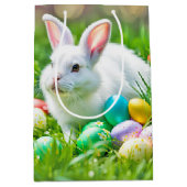 Sac Cadeau Moyen Lapin De Pâques Avec Oeufs (Devant)