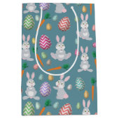 Sac Cadeau Moyen Lapin de Pâques Bleu Mignon Motif (Devant)