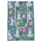 Sac Cadeau Moyen Lapin de Pâques Bleu Mignon Motif (Dos)