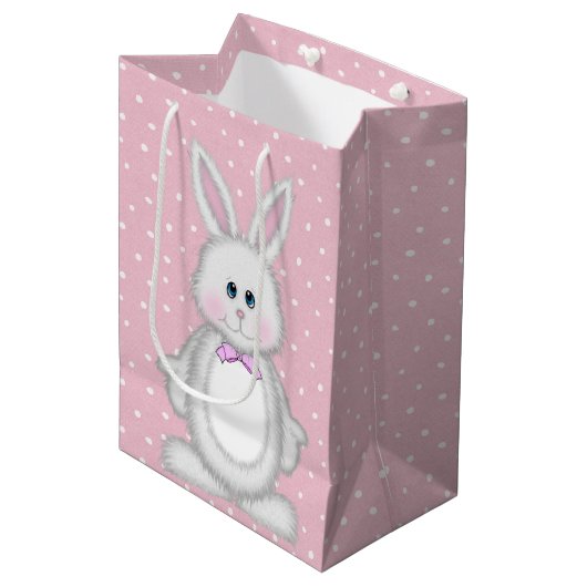 Sac Cadeau Moyen Lapin De Pâques Sur Les Pois (Devant Angle)