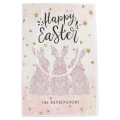 Sac Cadeau Moyen Lapin en dentelle rose Pâques (Devant)