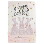 Sac Cadeau Moyen Lapin en dentelle rose Pâques (Dos)