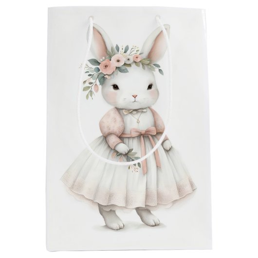 Sac Cadeau Moyen Lapin en robe (Devant)