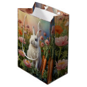 Sac Cadeau Moyen Lapin et carotte en fleurs (Devant Angle)