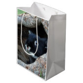 Sac Cadeau Moyen Lapin noir en creux d'un arbre (Dos Angle)