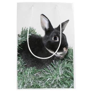 Sac Cadeau Moyen Lapin noir Noël
