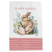 Sac Cadeau Moyen Lapin & Oeuf Floral (Devant)