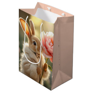Sac Cadeau Moyen Lapin Portant un manteau de fourrure