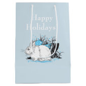 Sac Cadeau Moyen Lapins blancs de lapin d'hiver (Dos)