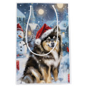 Sac Cadeau Moyen Lapphund finlandais Winter Wonderland Noël Joie (Devant)