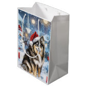 Sac Cadeau Moyen Lapphund finlandais Winter Wonderland Noël Joie (Dos Angle)