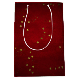 Sac Cadeau Moyen Laque Cerise Étoile Dorée 