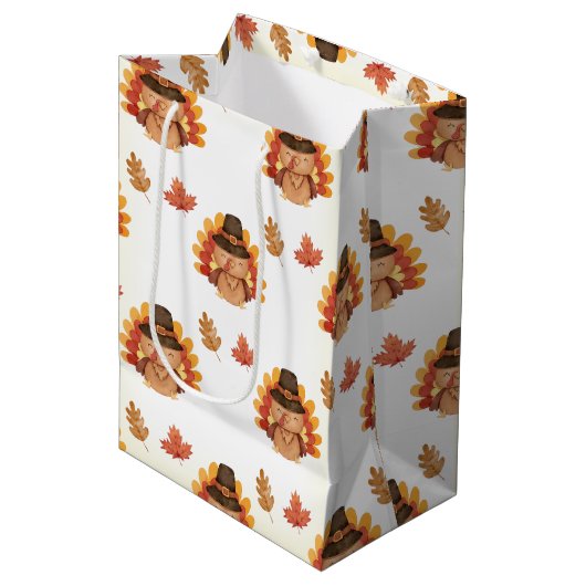 Sac Cadeau Moyen L'automne de Thanksgiving laisse Gobal (Devant Angle)