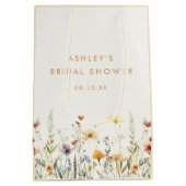 Sac Cadeau Moyen Lavage de fleurs sauvages de mariage champêtre (Dos)