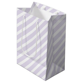 Sac Cadeau Moyen Lavande et Motif à diagonale blanche