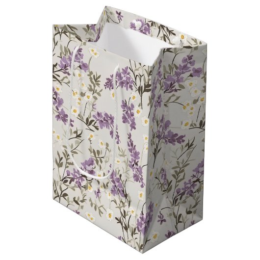 Sac Cadeau Moyen Lavande Lilac Design (Devant Angle)