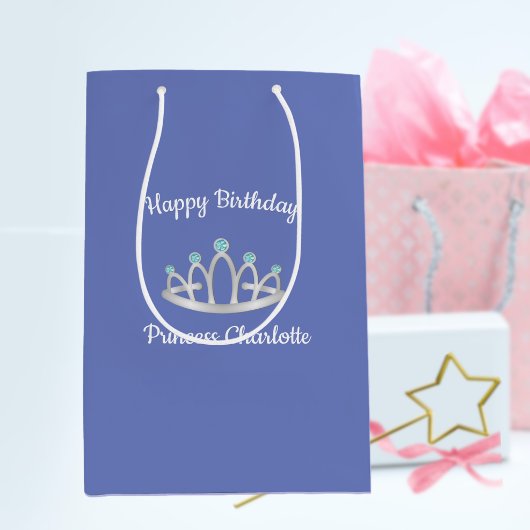 Sac Cadeau Moyen Lavender Blue Princesse Tiara Anniversaire
