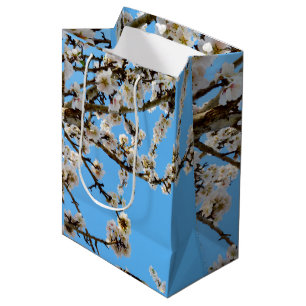 Sac Cadeau Moyen L'avènement du printemps : Les fleurs blanches con