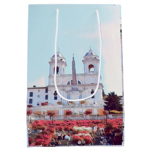 Sac Cadeau Moyen ldp PIAZZA DI SPAGNA - Rome - avec fleurs (Dos)