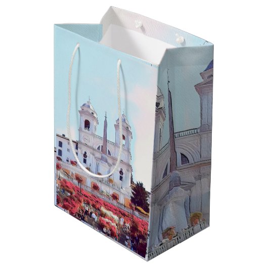 Sac Cadeau Moyen ldp PIAZZA DI SPAGNA - Rome - avec fleurs (Dos Angle)