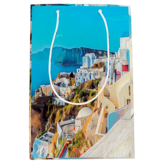 Sac Cadeau Moyen ldp SANTORINI - panorama - (Devant)