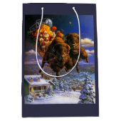 Sac Cadeau Moyen Le bison tire le Père Noël (Devant)