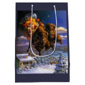 Sac Cadeau Moyen Le bison tire le Père Noël (Dos)