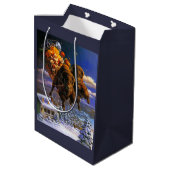 Sac Cadeau Moyen Le bison tire le Père Noël (Dos Angle)