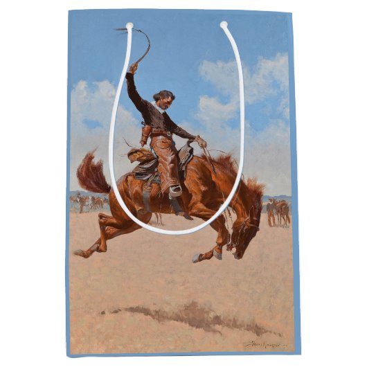 Sac Cadeau Moyen Le Bronco Buster (par Frederic Remington) (Devant)