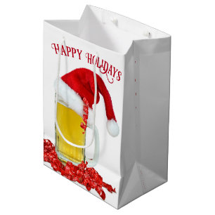 Sac Cadeau Moyen Le chapeau du Père Noël sur la bière