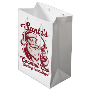 Sac Cadeau Moyen Le club de cocktail du Père Noël drôle de Noël boi