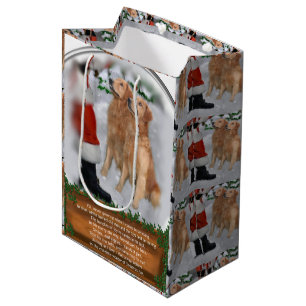 Sac Cadeau Moyen Le golden retriever croient Noël