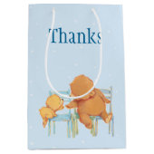 Sac Cadeau Moyen Le grand ours Brown aide peu ours jaune (Devant)