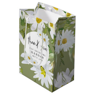 Sac Cadeau Moyen Le Merci blanc Baby shower marguerrier privilégie