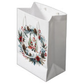 Sac Cadeau Moyen Le Père Noël Wreath d'hiver Joyeuses vacances (Devant Angle)