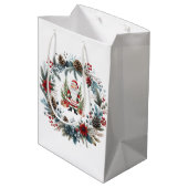 Sac Cadeau Moyen Le Père Noël Wreath d'hiver Joyeuses vacances (Dos Angle)