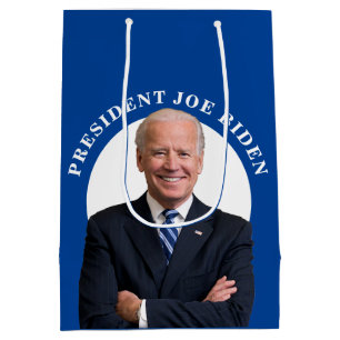 Sac Cadeau Moyen Le portrait du président Joe Biden en bleu