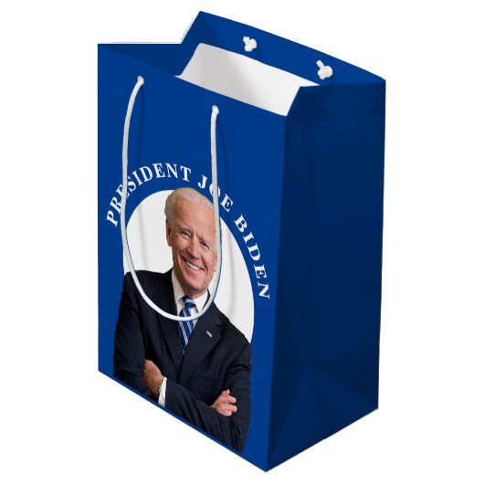 Sac Cadeau Moyen Le président Joe Biden Portrait en bleu (Dos Angle)