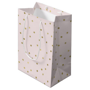 Sac Cadeau Moyen Le rose rougissent des confettis d'étincelle d'or