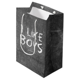 Sac Cadeau Moyen Le SlipperyJoe's J'aime les garçons tableau noir s