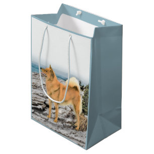 Sac Cadeau Moyen Le Spitz finlandais sur la peinture de bord de mer